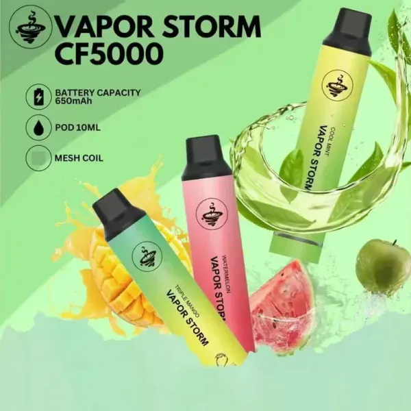 VAPOR STORM風暴5000口 — 拋棄式飛霧發光一次性電子煙桿 · 10ml Mesh
